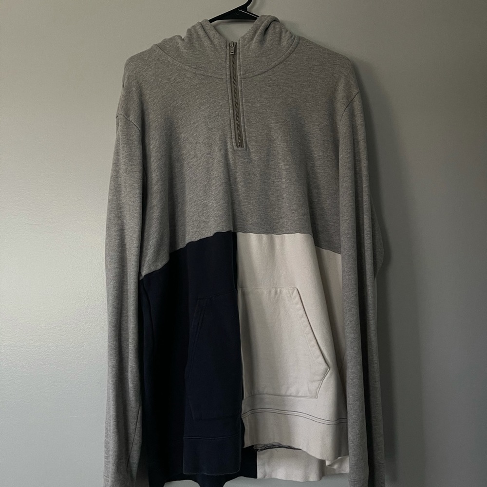 XL Grey+Blue+White Pac Sun 1/4 Zip Hoodie